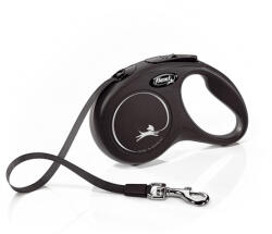 flexi Classic lesă retractabilă tip bandă (L, Până la 50 kg, 5 m, Negru)