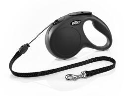 flexi Classic lesă retractabilă tip șnur (M, Până la 8 kg, Lungime: 5 m, Negru)