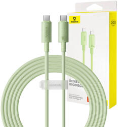 Baseus Habitat Series USB Type-C Apa - USB Type-C Apa Adat és Töltő Kábel - Zöld 2m