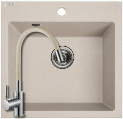Laveo SRA_410T+SAP4-F090KS - LAVEO Alena 50 mosogató 490X490 bézs + ZEGOR bézs csaptelep szett (SRA_410T+SAP4-F090KS)