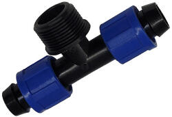  T-idom 16mm x 3/4" x 16mm külső menettel, fordított szorítású gyorskötő idom (TO-TRT16X3I4KX16)