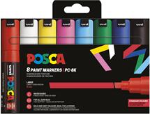 POSCA Filc UNI Posca PC-8K, 8db/csomag kék, zöld, világoskék, sárga, fehér, rózsaszín, piros, fekete 8mm