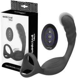 Addicted Toys - análvibrátor pénisz- és heregyűrűvel (fekete) - sexshopcenter