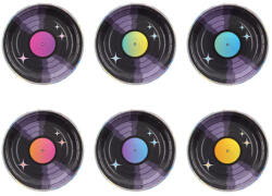 PartyPal Retro disco papírtányér, 18 cm, 6 db/cs
