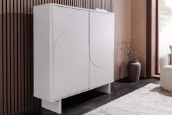 Ellion Stílusos magas komód Elion 130cm 3D fehér / fehér márvány hatású kerámia fedlap