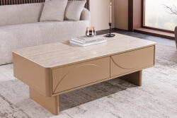 Ellion Stílusos dohányzóasztal Elion 120cm 3D barna / travertin márvány hatású kerámia fedlap