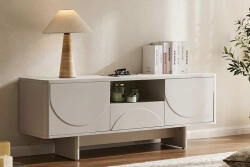 Ellion Stílusos TV asztal Elion 150cm 3D fehér / fehér márvány hatású kerámia fedlap