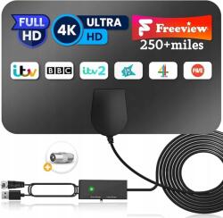  Megerősített Hdtv antenna 4K 1080p hosszú hatótávolság fekete jelerősítő (OA13741)