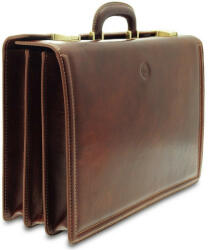  Giudi nagyméretű tripla rekeszes barna bőr aktatáska, laptoptáska 44 x 31 cm (G-1742-GD-marrone)