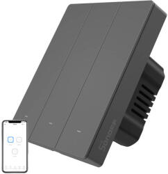 SONOFF Comutator inteligent de perete WiFi SONOFF M5-3C-80 (3 canale, pentru ramă, grafit)