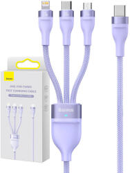 Baseus Cablu USB 3 în 1 Baseus Flash Series 2, USB-C + micro USB + Lightning, 100 W, 1, 5 m (mov)