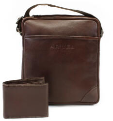 ARWEL Barna férfi crossbody táska és pénztárca szett | barna