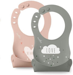 Nuvita Squashy szilikon előke - pink/green - 4370 - babamamakozpont