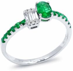 White & Black Moi et Toi smaragd gyűrű baguette gyémántokkal (AU12642)