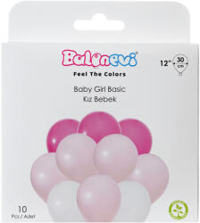 Balonevi Lufi 12", 30cm 10db vegyes színek, Baby Girl Basic (LUFI132592)