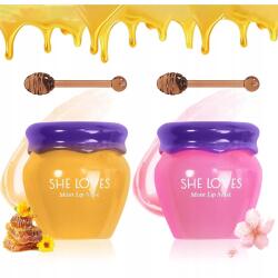  2 db mézes-szakurás ajakbalzsam pohár, nappali és éjszakai regeneráló ajakmaszkok (738253763242)