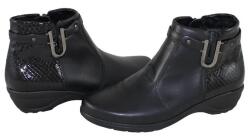 Waldlaufer Ghete dama, negru, casual, piele naturala lacuita, cu talpa joasa, Waldlaufer 305805-203-001-Haga-Negru (Marime: 36) (305805-203-001-Haga-Negru-36)