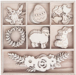  Dekoratív fa dísz készlet - Húsvét / 35 darab (fa díszek)