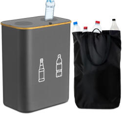 Relaxdays Palackgyűjtő konténer 2 db kivehető belső táskával 160 literes szürke 10051181_111