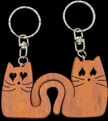 Fa-time Manufaktura „Összebújva" gravírozható cicapár kulcstartó (PMKT) (PMKT)