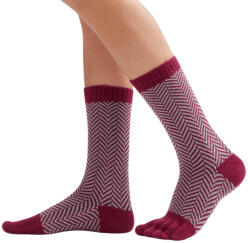 Knitido SILL Merino & Cotton Wine Red / Light Grey Zokni