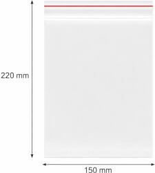  Simítózáras tasak, önzáró tasak, zárható zacskó 150x220 mm