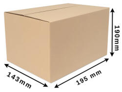  Cosmagküldő doboz, Hullámkarton doboz P1 195x143x190 mm Biegelt