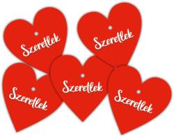 Nyomtatott fa tábla - Szeretlek szív piros 4cm 5db