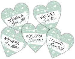  Nyomtatott fa tábla - Nőnapra - menta 4cm 5db - kosarbolt