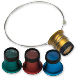  Set 4 lupe aluminiu colorate cu banda de prindere - cureaceas