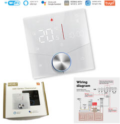  Termosztát gomb víz padlófűtéshez Wifi Tuya LCD Ga 5A fehér (934213413277)