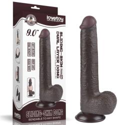  Пенис дилдо с тестиси, плъзнете кожата му, 22см. - Sliding Skin Black 10 (LVTOY00748)