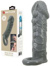  Пенис удължител с лента за тестиси, 14см. - Penis Sleeve Grey 1 (D-241909)
