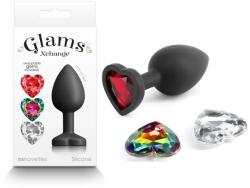  Анален плъг с три сменяеми кристала, 8, 1см. - Glams Xchange Heart (NSTOYS1015)