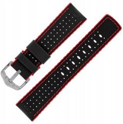 Hirsch Óraszíj Hirsch 0912094050-4-20 fekete, piros 20mm (9008678154620)