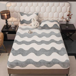 Jojo Home Husa de Pat Cocolino cu Elastic si 2 Fete de Perna 50x70cm, 180x200cm, Alba Gri cu Dungi-D165 (D165)