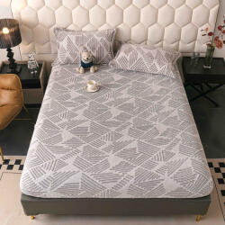 Jojo Home Husa de Pat Cocolino cu Elastic si 2 Fete de Perna 50x70cm, 180x200cm, Gri cu Dungi-D148 (D148)