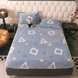 Jojo Home Husa de Pat Cocolino cu Elastic si 2 Fete de Perna 50x70cm, 180x200cm, Gri cu Triunghiuri-D153 (D153)