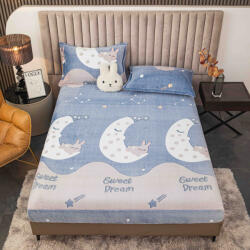 Jojo Home Husa de Pat Cocolino cu Elastic si 2 Fete de Perna 50x70cm, 180x200cm, Albastra cu Luna si Stele -D170 (D170)