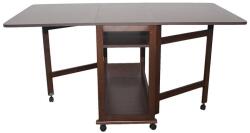 CEGIM Masa plianta cu spatiu depozitare Util, pentru living si bucatarie, PAL, structura lemn masiv, cu role, 6 persoane, 160x96x80 cm, cires (00002073-1532)
