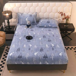 Jojo Home Husa de Pat Cocolino cu Elastic si 2 Fete de Perna 50x70cm, 180x200cm, Gri cu Brazi si Ursi-D154 (D154)