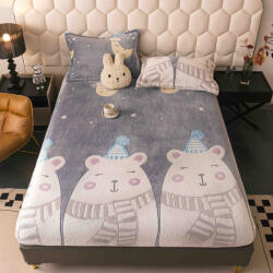 Jojo Home Husa de Pat Cocolino cu Elastic si 2 Fete de Perna 50x70cm, 180x200cm, Gri cu Ursi-D149 (D149)