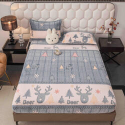 Jojo Home Husa de Pat Cocolino cu Elastic si 2 Fete de Perna 50x70cm, 180x200cm, Gri Crem cu Reni-D160 (D160)