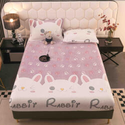 Jojo Home Husa de Pat Cocolino cu Elastic si 2 Fete de Perna 50x70cm, 180x200cm, Crem cu Iepurasi-D156 (D156)