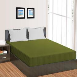 HomePuls Cearșaf pătuț copii cu elastic Damasc Policoton dungă 1 cm, 110x170 cm pentru saltea 60x120 cm, Verde Olive
