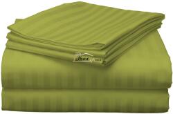 HomePuls Cearsaf de pat 2 persoane Damasc Policoton dunga 1 cm, 220 x 230 cm, Verde Olive