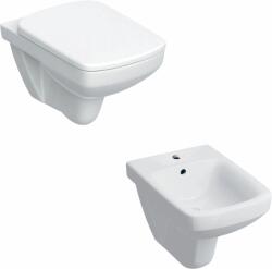 Geberit Set vas wc suspendat rimless cu capac soft close din duroplast si bideu cu preaplin, Geberit Selnova Square (Set Selnova Square)