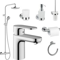 Hansgrohe Set coloana dus si baterie lavoar Hansgrohe Vernis Blend si accesorii baie Hansgrohe Logis, crom (C25812)