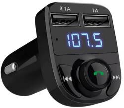  Bluetooth FM-transzmitter autóba - 2 USB töltőporttal, kijelzővel, kihangosítóval és zenelejátszással (12-24V)