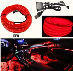  Autóbelső LED szalag USB atmoszféra szalag Piros